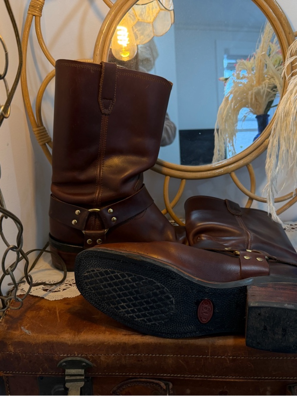 Dingo Australia Brown Leather Biker Western Boots - Picture 6 of 7